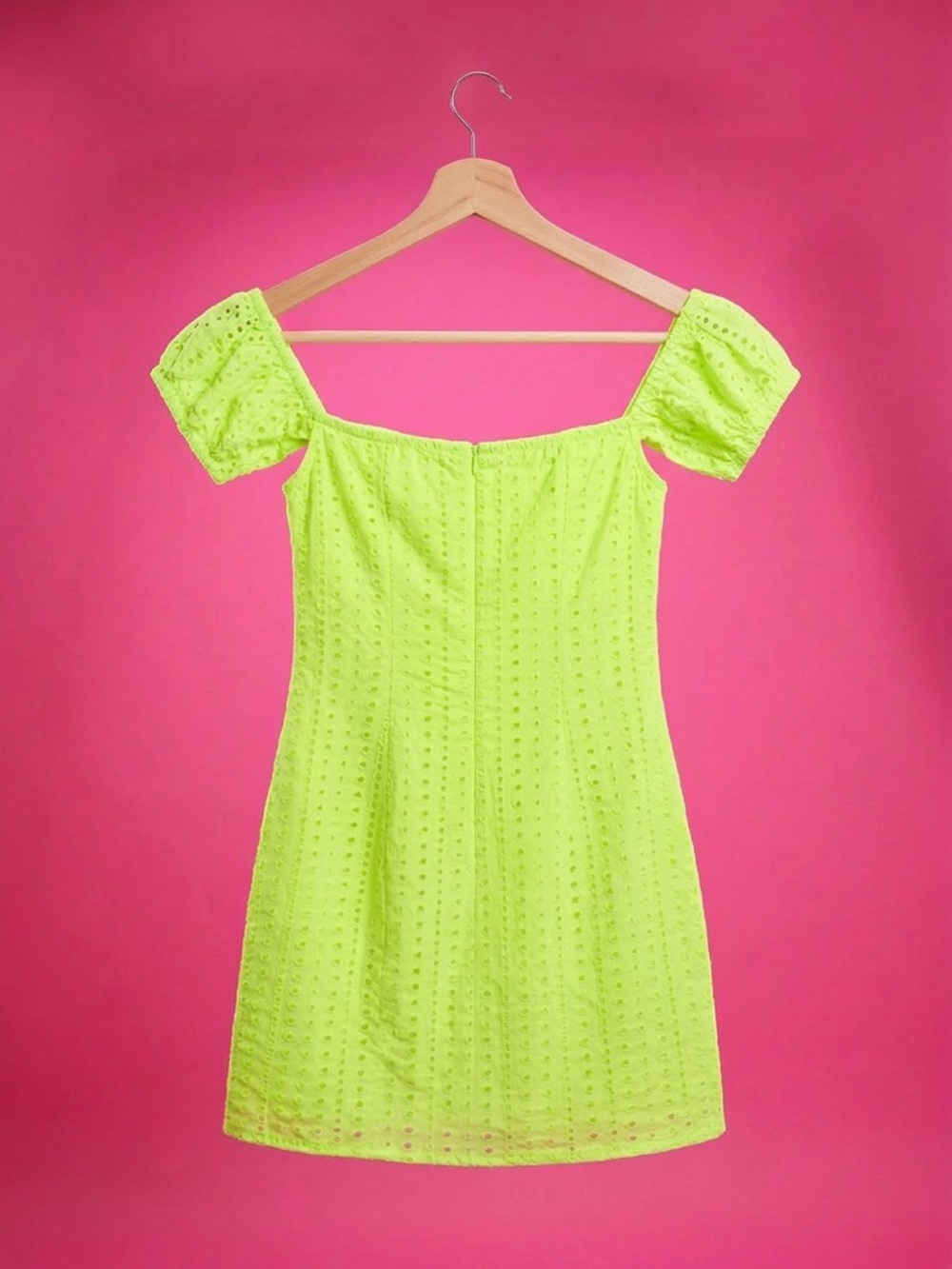 ASOS Neon Lime Eyelet Corset Mini Dress - Picture 2 of 5